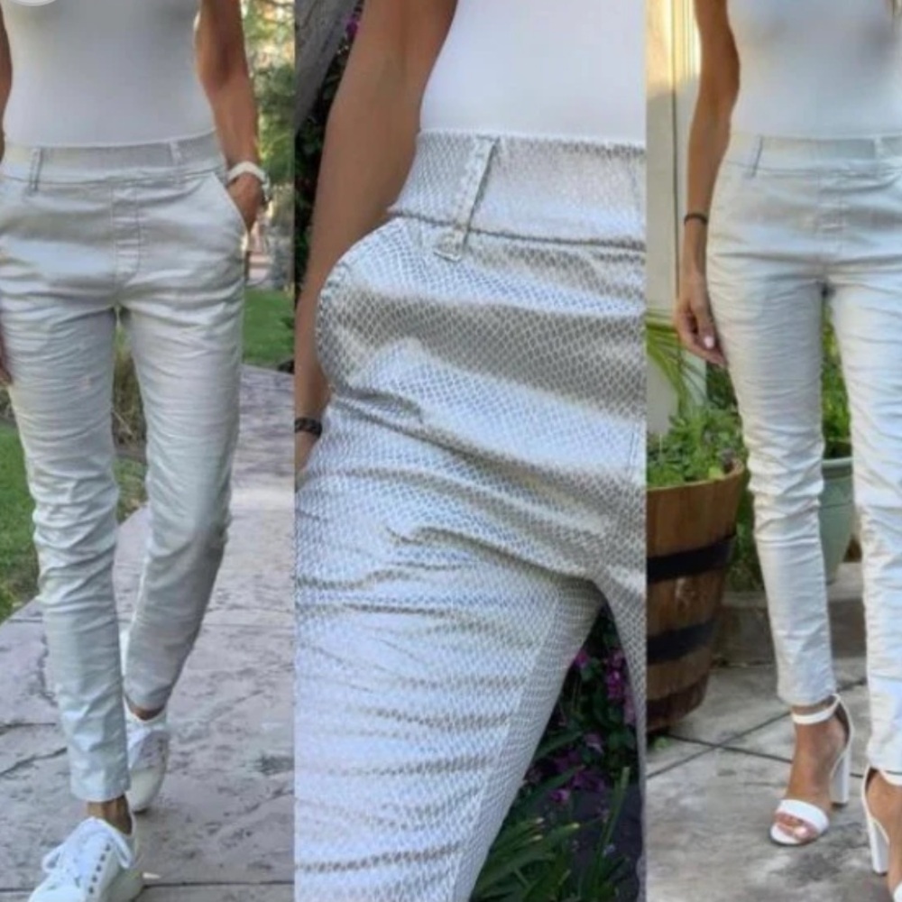 BEVY FLOG Dafna Silver Grey Python Print Pant Women's Size 30